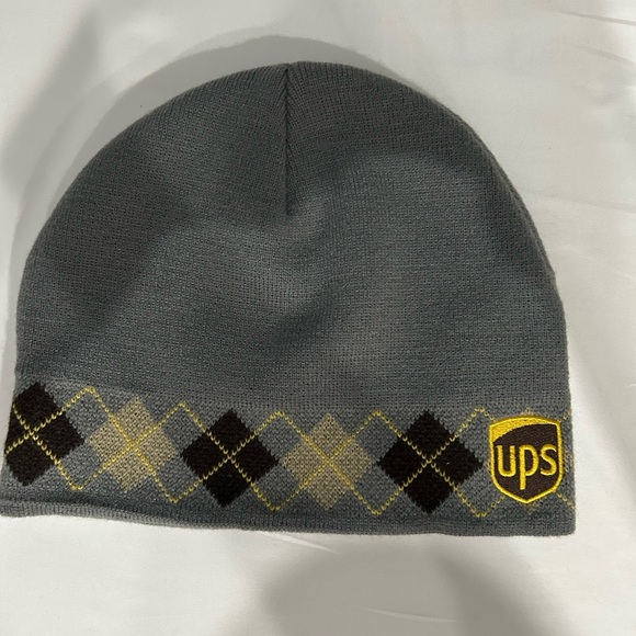 Other - UPS Gray and Yellow Argyle Beanie